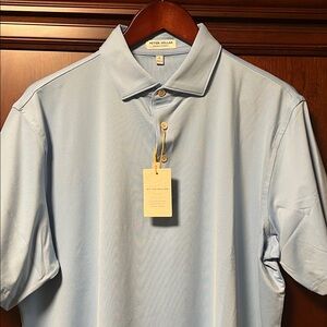 Brand New Peter Millar Summer Comfort Crown Sport Sky Blue Performance Golf Polo